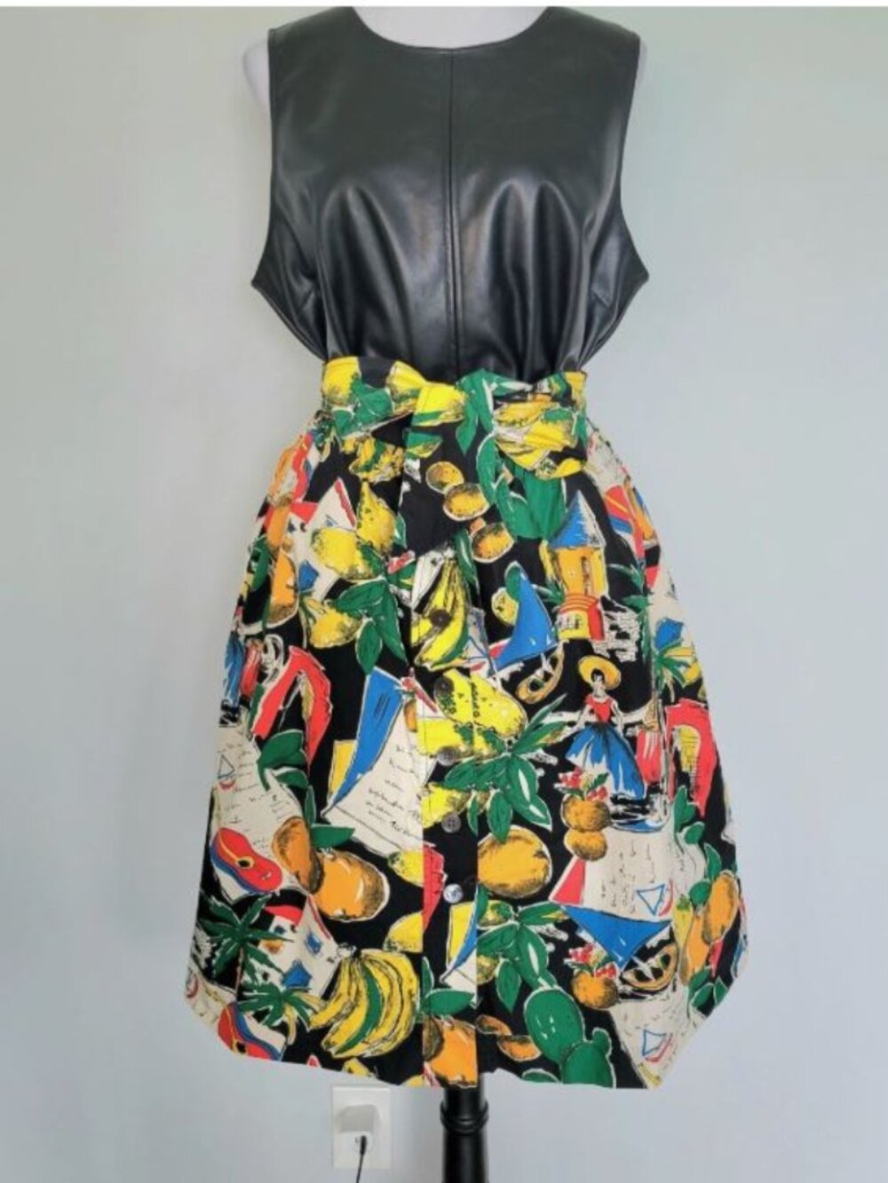 NWOT J. CREW Colorful Novelty Tropical Vacay Tie Waist Pockets Midi Skirt Sz 4